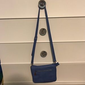 blue over the shoulder purse